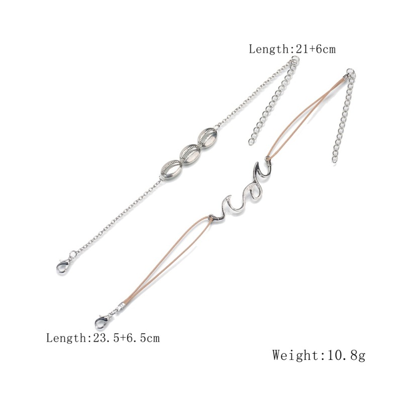 Charming sterling silver jewelry wave and shell anklets foot jewelry chain set for women