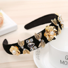 2020 baroque hairband winding Bling Beads Hair Hoop flower glitter rhinestone crystal headband