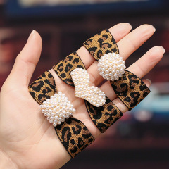 hair cord women sponytail holder No Crease heart Leopard Pearl hair band
