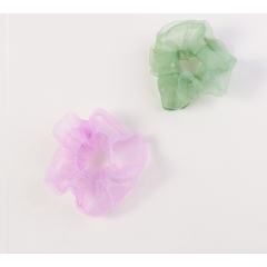 2020 new arrival summer pure color transparent organza hair scrunchies for girls