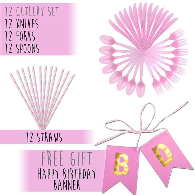 Children's Unicorn kid Party Supply Pack Set Rainbow Birthday Banner pink
