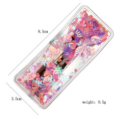 PVC transparent geometry resin hair barrette kid glitter sea shell hair clip