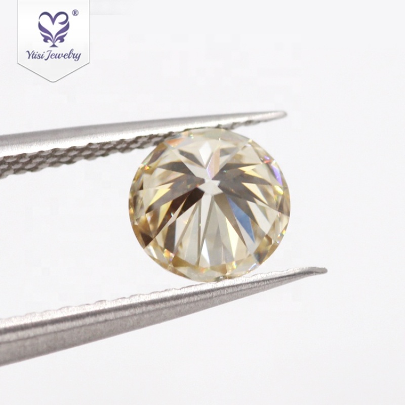 10mm 4carat light yellow color for decoration cheap moissanite diamond
