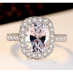 Fashion zircon stone stainless steel silver gold big diamond ring