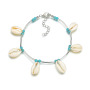 2019 summer hot sale jewelry blue beads summer beach sea shell anklet for ladies