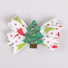 Custom child santa claus tree acrylic metal korean handmade bow hair clip accessories