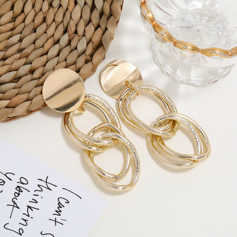 custom fashion fancy trendy girls women Vintage long double circle gold Geometric statement tassel earrings custom fashion fancy trendy girls women Vintage long double circle gold Geometric statement tassel earrings