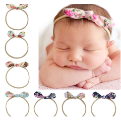 Pretty promotional printing bow knot hair tie for baby girl hair accessories