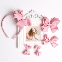custom fashion ins magic ribbon bow girls baby hair band hair clip kids hair accessory gift sets