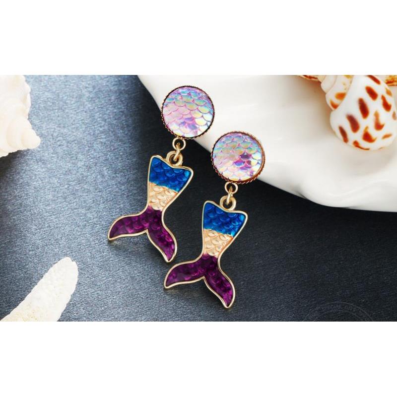Trendy Bling Sequins Mermaid Tail Drop Earrings Personality Fish Scale Alloy Earring Trendy Bling Sequins Mermaid Tail Drop Earrings Personality Fish Scale Alloy Earring