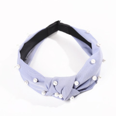 Wholesale Korea Fashion Womens Hair Accessories Custom Women Fabric Faux Pearl Headband For Girls