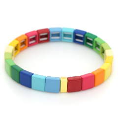 Amazon Ins Hot Sale Jewelry Alloy Plainted Rainbow Colorful Enamel Bracelets