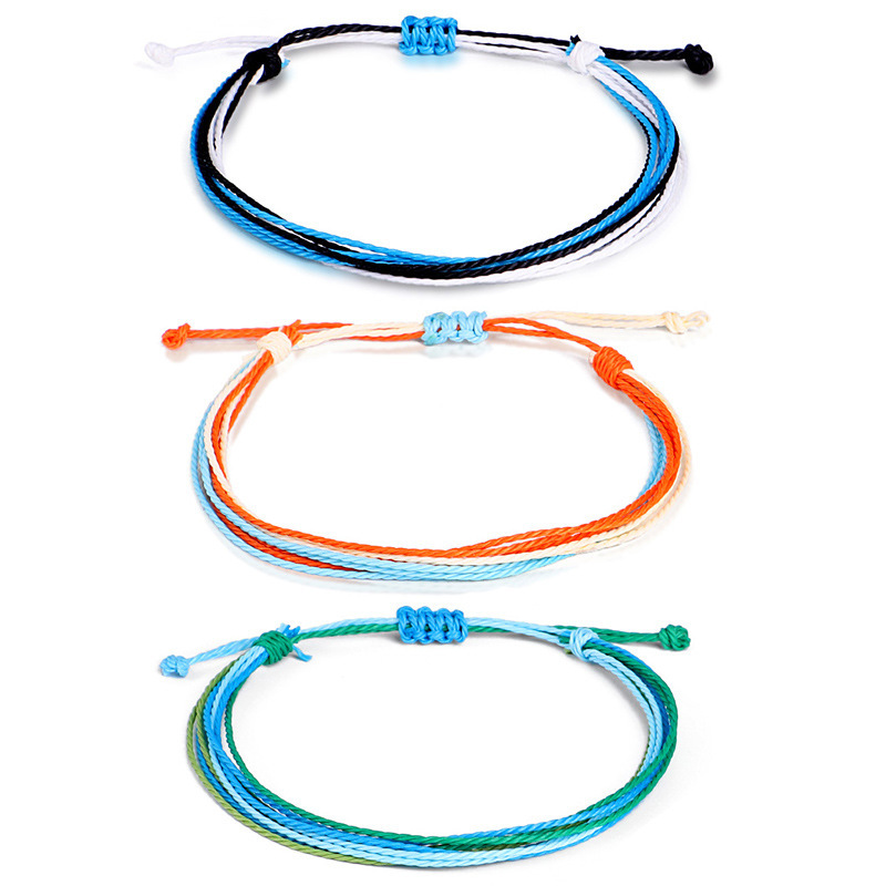 New fashion simple waterproof wax color rope handmade adjustable woven bracelets for women New fashion simple waterproof wax color rope handmade adjustable woven bracelets for women