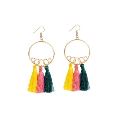 Amazon new  fashion colored layered boho women's accessories tassel earrings