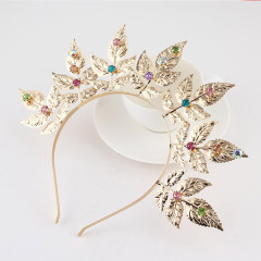 New wedding fancy hairbands metal hair hoop olive leaves rhinestone flower headband women