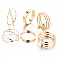 Fashion vintage ladies boho Beach gold Punk Hollow out jewely stack five finger ring set designs for girls women