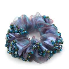 New arrival custom women girls lace fabric beads elastic scrunchies for hair