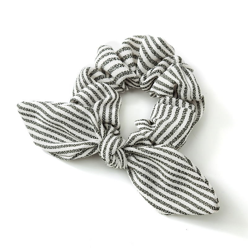 Top sale amazon wholesale custom korean rabbit ears hair holder stripe elastic hair ties Top sale amazon wholesale custom korean rabbit ears hair holder stripe elastic hair ties