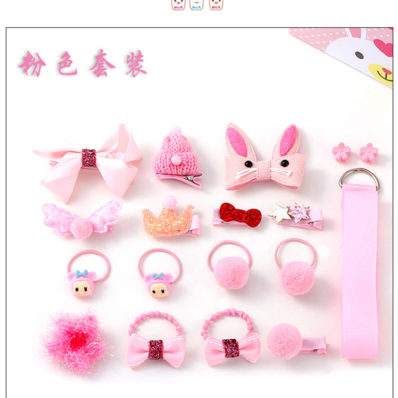 48pcs girls cartoon  bow hair clip hairpin hair band set with box