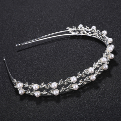 New design silver pearl women wedding round tiara crowns bridal headband