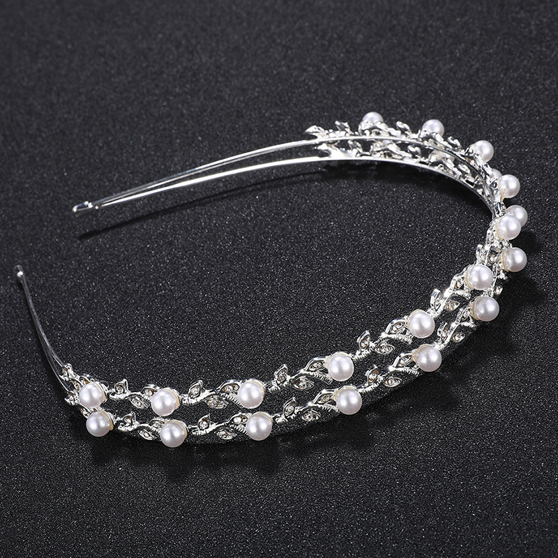 New design silver pearl women wedding round tiara crowns bridal headband New design silver pearl women wedding round tiara crowns bridal headband