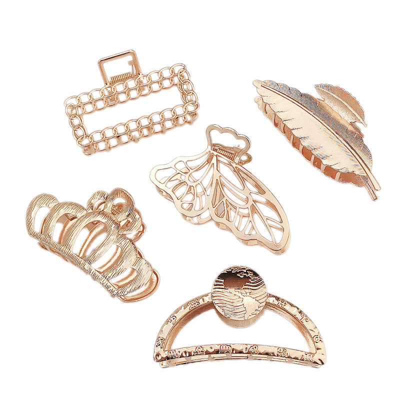 2020 new arrival fashion leaf butterfly crown shape metal hair claw clip