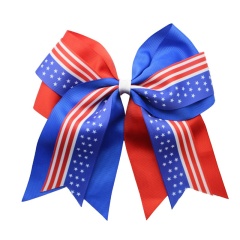 8 inch flag swallowtail hair bow tie sublimation elastic ribbon for hair ties for girls