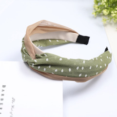 Wholesale Elegant Ladies Hair Accessories Polyester Fabric Dot Hair Band