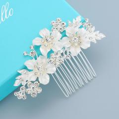 Gold flower Wedding hair accessories pearl crystal flower bridal hair combs
