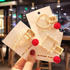 Wholesale fashion custom cute women girls heart circle metal pearl hair clips