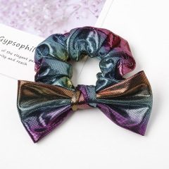 Wholesale Amazon hot sale new colorful designer laser swallowtail girls bow scrunchies
