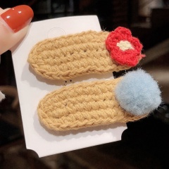 Top quality warm colored knitting ball mini flower acetate hair clip claw korean for little girl