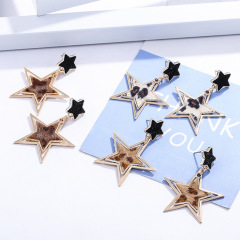 Winter fashion women geometric leopard earring accessories star plush earrings