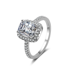Wholesale Custom 18K White Gold Square Crystal Zircon Engagement Ring Wholesale Custom 18K White Gold Square Crystal Zircon Engagement Ring