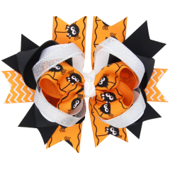 2019 Orange Halloween baby hair clips with bow knot for children hair accessories