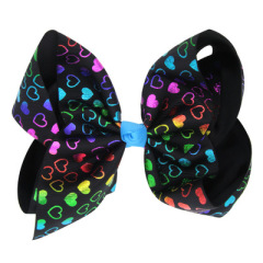 Amazon hot sale 8 style baby big bows knot printed hair clips for girls hair accessories