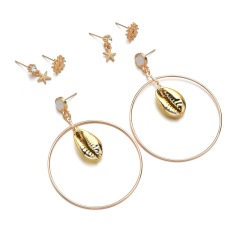 2019 fashion jewelry for women gold stud earring and dangle drop hoop earring sets