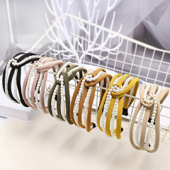 Vintage custom hair accessories fabric knot elastic pearl hair band