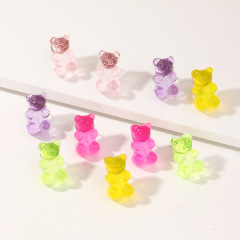 Colorful Ins Style Cartoon Bear Candy Color Animal Resin Stud Earring For Friends