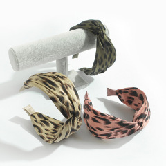 Print leopard Bunny Ears Bowknot Hair Accessories Cloth Wrapped women hair hoops