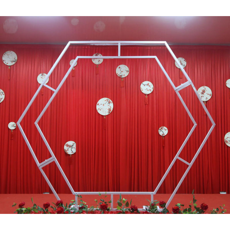 Hexagon Metal Garden Flower Wedding Arch for rental wedding stage decoration