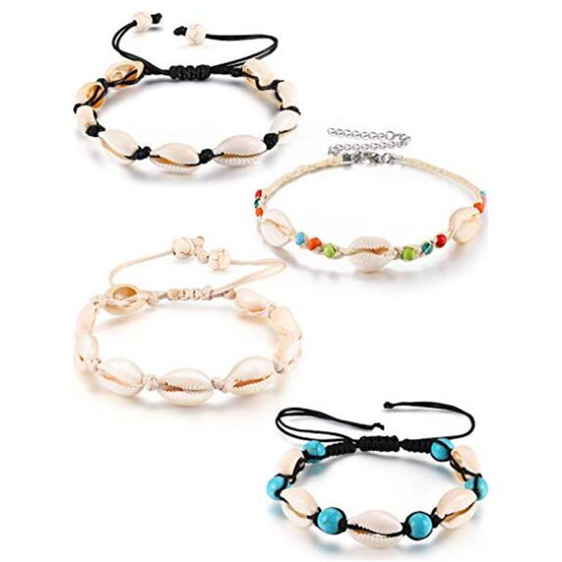 2019 Custom foot hand sea shell adjustable rope bohemia bracelet set for women 2019 Custom foot hand sea shell adjustable rope bohemia bracelet set for women