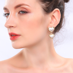 Korean 2019 dangling jewelry silver gold women love heart-shaped earrings