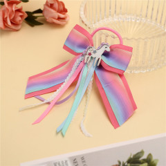 Rainbow bling unicorn glitter fabric for hair bow kids elastic hair tie