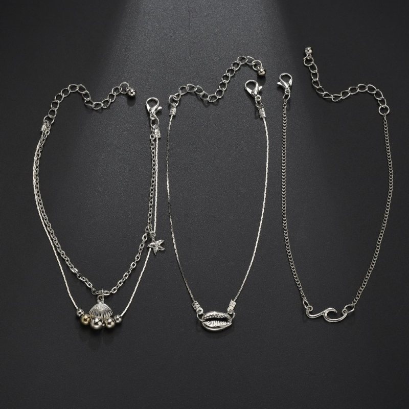 4 Sets korean style silver 925 foot jewelry sea shell sea star anklets chains for women feet 4 Sets korean style silver 925 foot jewelry sea shell sea star anklets chains for women feet