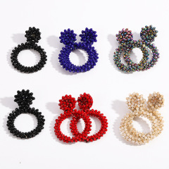 custom fashion women girls Gift Fashion Statement Bohemian Handmade hoop seed bead earring designs with bead