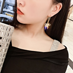Fashion studded tassel earrings jewelry S925 silver pin rhinestone popular earrings