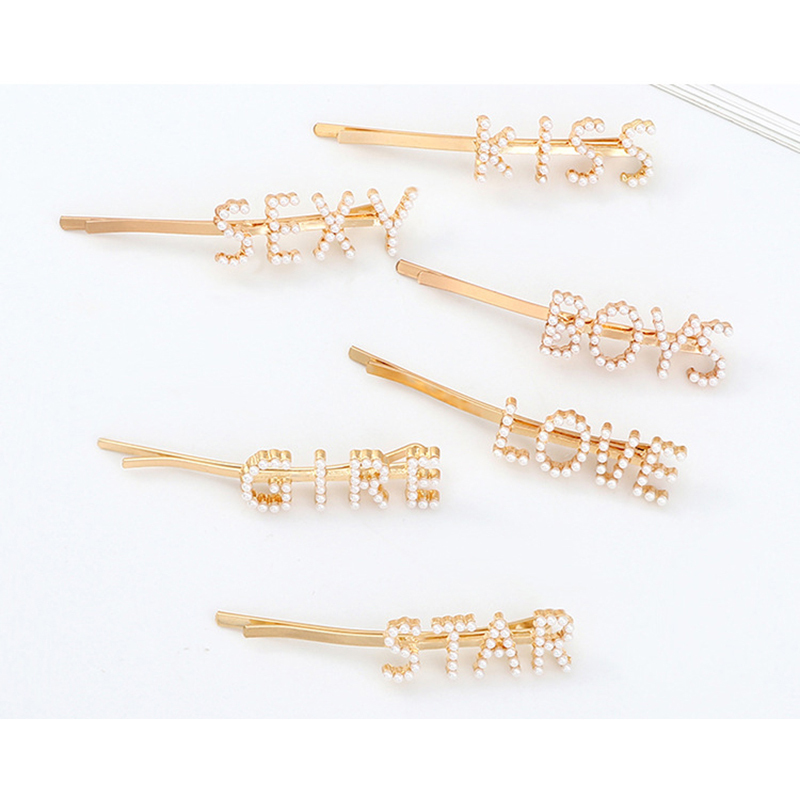 Korean Fashional hair accessories letter pearl hair clips hairpin Korean Fashional hair accessories letter pearl hair clips hairpin