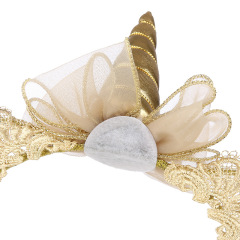 Handmade hair accessories Kids embroidery fabric unicorn cat Hair Band