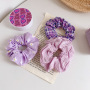 Wholesale ins popular flower lattice purple organza stain scrunchies for hair Wholesale ins popular flower lattice purple organza stain scrunchies for hair